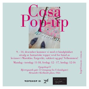 Velkommen til POP-UP shop I Oslo i desember. Vi kommer med et håndplukket utvalg fantastiske tepper vevd for hånd i Marokko!